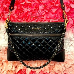 MZ Wallace Black Patent Crosby Crossbody Purse Handbag